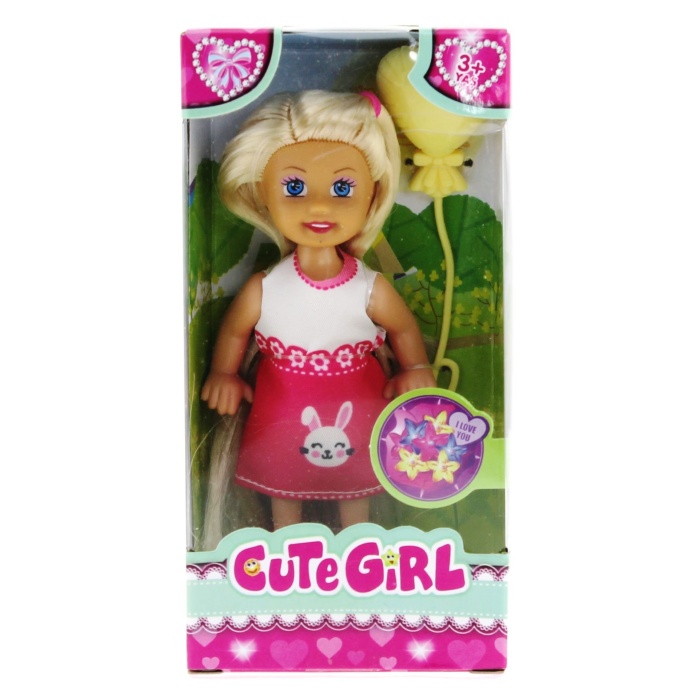 Cute Girl Sarı Balonlu Sarışın Mini Bebek