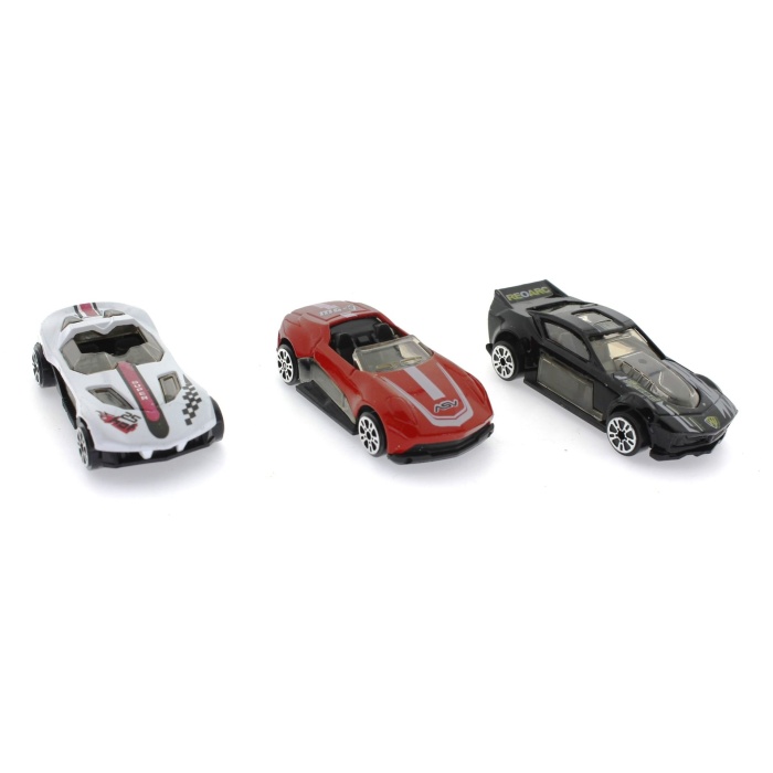 Die Cast Metal 3lü Yarış Arabaları Siyah Araçlı