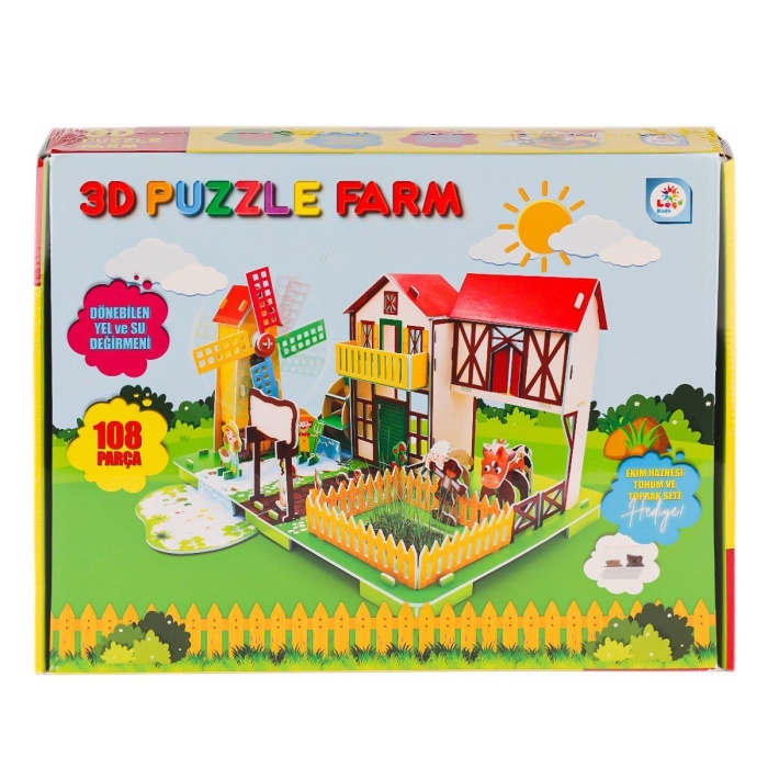 LC0115 3D Boyutlu Çiftlik Puzzle -Laçokids