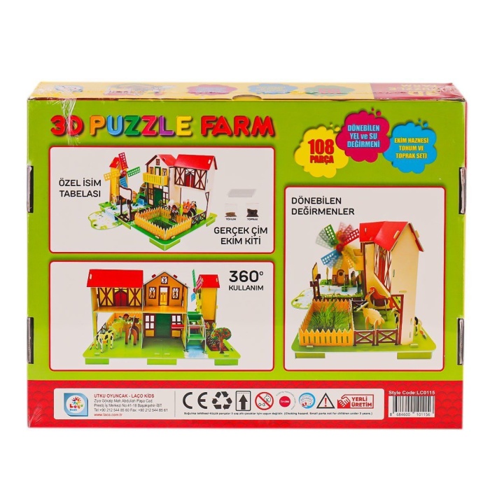 LC0115 3D Boyutlu Çiftlik Puzzle -Laçokids