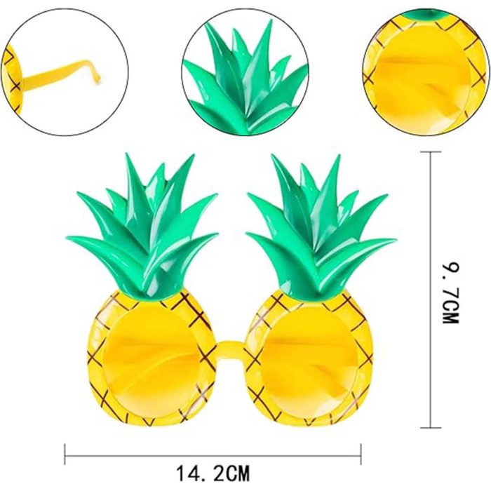 Tropikal Hawaii Ananas Şekilli Parti Gözlüğü 9.5 x 14 cm