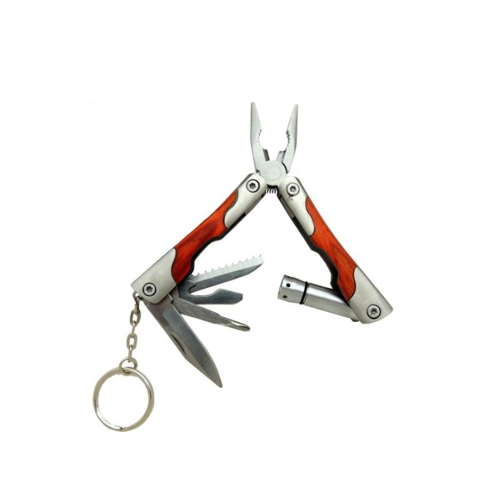 P 1172 Ahşap Mini Çok Amaçlı Pense / Çakı 7cm - Ahşap Metal Sap (Multitool)