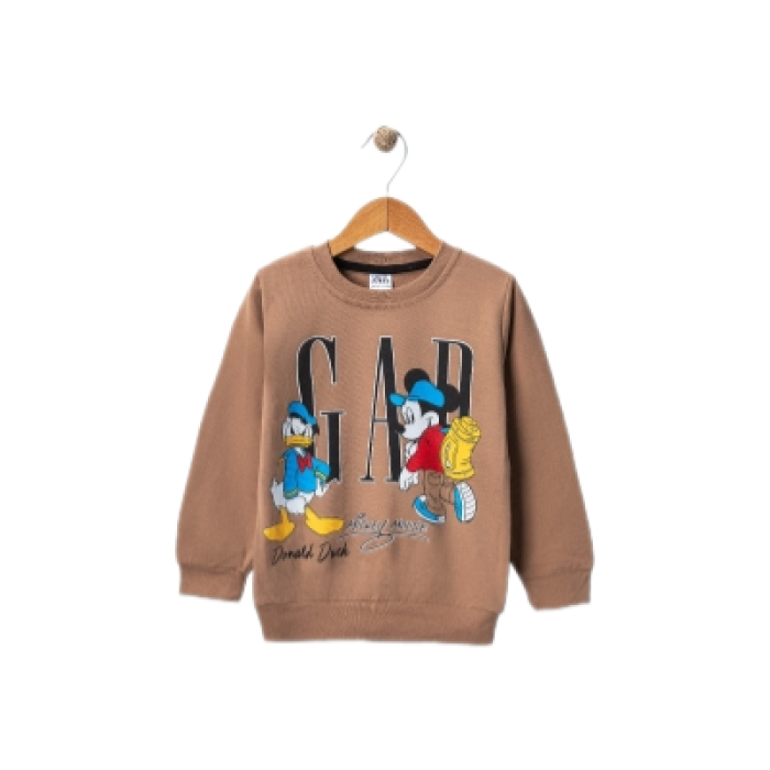 Erkek Çocuk Bisiklet Yaka Gap Baskılı Sweatshirt