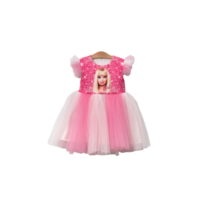 Baskılı Barbie Kız Elbise 2/8 yaş