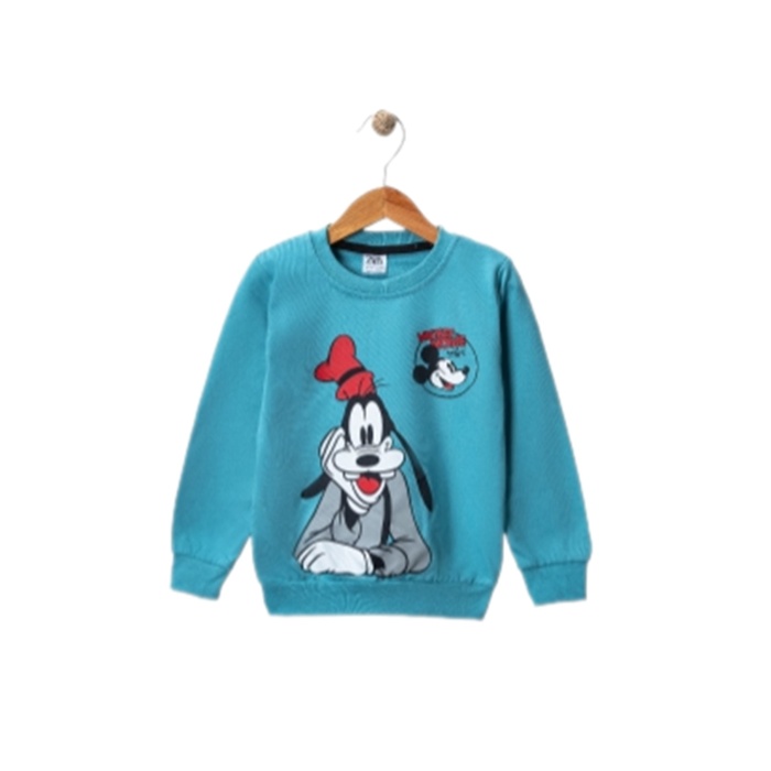 Erkek Çocuk Bisiklet Yaka Karekter Baskılı Sweatshirt