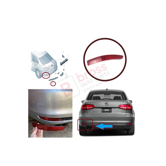 Esp1076 Vw Jetta 2015-2017 Için Arka Tampon Reflektörü Sol 5c6945105b