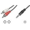 Audio Kablosu, 1 x stereo 3,5 mm erkek &lt;&gt; 2 x RCA erkek, 5 metre, CCS, 2x0.10/10, zırhlı, siyah renk