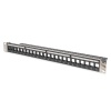 Digitus Modüler Patch Panel, zırhlı, 24-port boş, 1U, kabinete monte edilebilir, şeffaf etiket alanına sahip, siyah renk&lt;br&gt;Digitus Modular Patch Panel, shielded, 24-port blank, 1U, Rack Mount, transp. label field, black