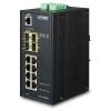 Endüstriyel Tip Yönetilebilen Switch (Industrial Managed Switch)&lt;br&gt;8-Port 10/100/1000Base-T&lt;br&gt; 4 x 1000BASE-SX/LX/BX SFP/mini-GBIC yuva (Port-9 ile Port-12 arası), 100Base-FX SFP uyumlu&lt;br&gt;IP30, -40~75 Derece C&lt;br&gt;1 x Konsol port