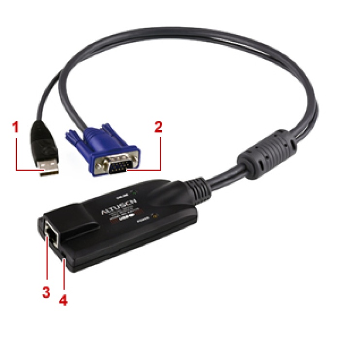 USB Sanal Ortam KVM Adaptörü(CPU Modül), maksimum mesafe 50 metre&lt;br&gt;USB VGA Virtual Media KVM Adapter