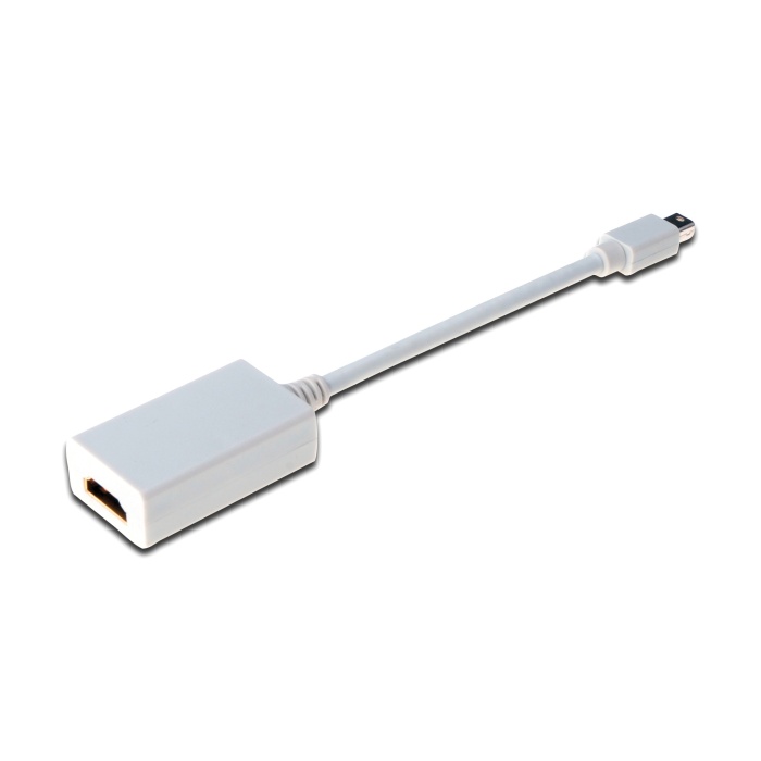 Digitus Mini DisplayPort (mini DP) &lt;-&gt; HDMI Adaptörü, mini DP Erkek - HDMI tip A Dişi, 0.15 metre, DP 1.1a uyumlu, UL, beyaz renk