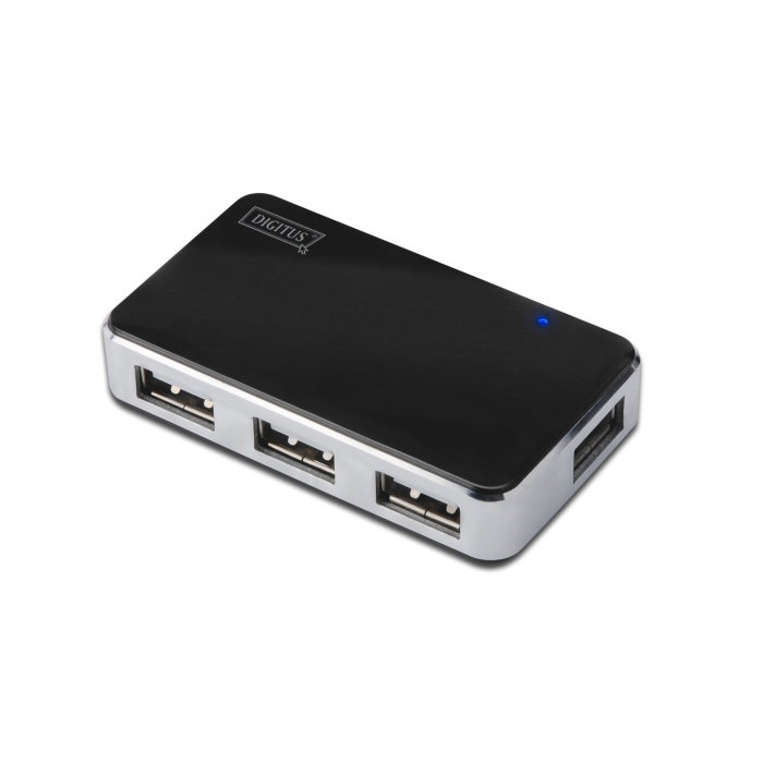 Digitus USB 2.0 4 Port Hub, 4 x USB A Dişi, 1 x USB B Mini Dişi, güç adaptörlü, plastik