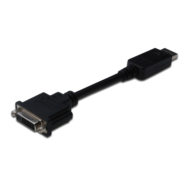 DisplayPort (DP) &lt;-&gt; DVI-I Adaptörü, Kablolu,  DP Erkek - DVI-I (24+5) Dişi, 0.15 metre, kilit mekanizmalı, DP 1.2 uyumlu UL,  siyah renk