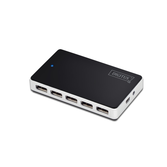 Digitus 10 Port USB Hub, USB 2.0, güç adaptörlü, plastik