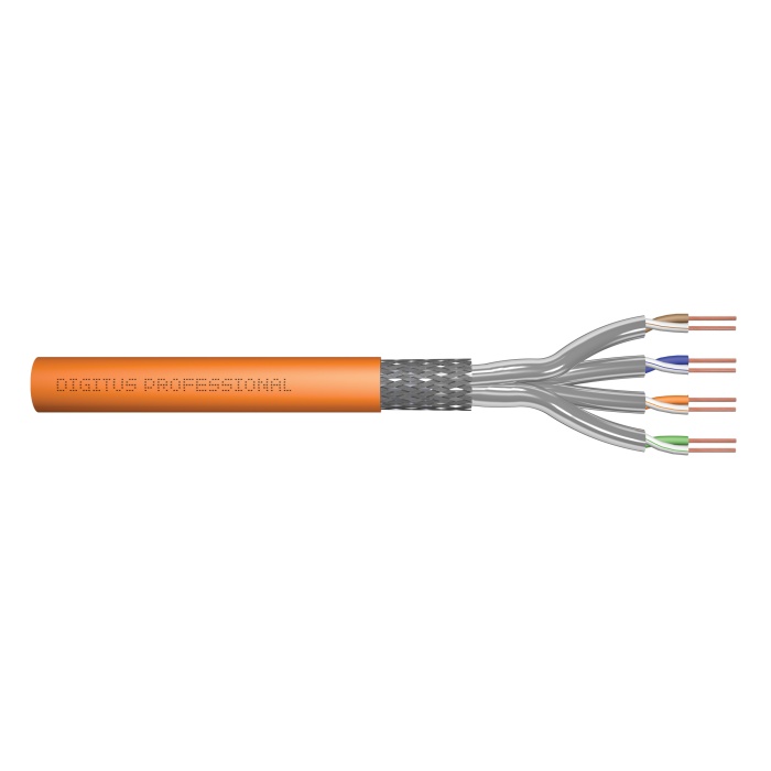 Digitus Category 7 (Cat. 7) S/FTP PIMF (Pairs in Metal Foil) Data Kablosu&lt;br&gt;Zırhlı&lt;br&gt;AWG 23/1&lt;br&gt;1200 MHz&lt;br&gt;Class Dca&lt;br&gt;Simplex&lt;br&gt;LSZH (Low Smoke Zero Halogen)&lt;br&gt;500 metrelik rulolarda&lt;br&gt;Turuncu renk