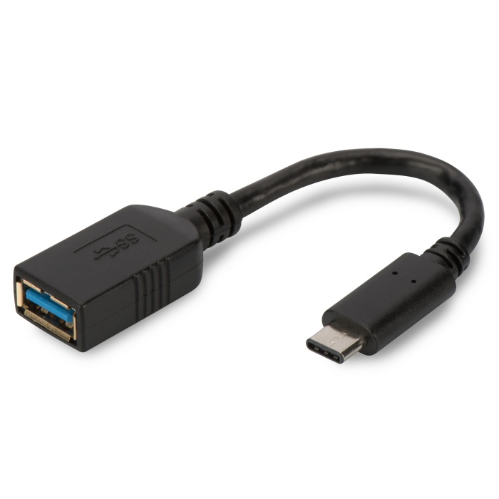 USB Tip C Adaptörü, On-The-Go (OTG), USB Tip C Erkek &lt;-&gt;  USB Tip A Dişi, 0,15 metre, Super Speed, USB 3.0, siyah renk