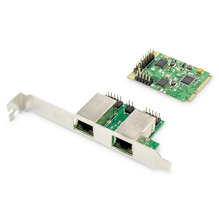 Digitus 2 Port Gigabit Ethernet mini PCI Express Kart, single lane, düşük profil bracket, Realtek çip takımı&lt;br&gt;Digitus 2-port Gigabit Ethernet mini PCI Express Card single lane, low profile bracket, Realtek chipset