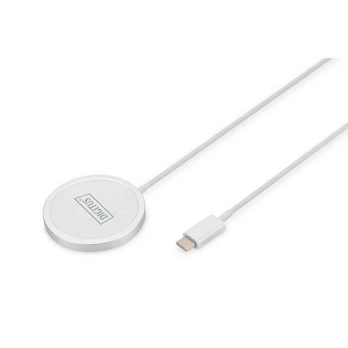 Digitus Kablosuz Şarj Pad/Altlık, Mıknatıslı, 15W, MagSafe uyumlu&lt;br&gt;Digitus Wireless charging pad, magnetic 15W, MagSafe compatible