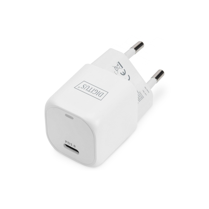 Digitus USB-C™ Mini Şarj Adaptörü, 20W, PD 3.0, beyaz renk&lt;br&gt;Digitus USB-C™ Mini Charging Adapter, 20W 20W, PD 3.0, white