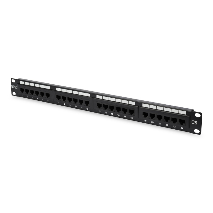 Digitus CAT 6, E Sınıfı Patch Panel, zırhsız (unshielded), siyah renk&lt;br&gt;Digitus CAT 6, Class E Patch Panel, unshielded, black