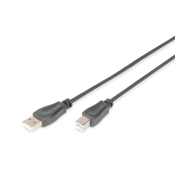 Digitus USB 2.0 Bağlantı Kablosu, USB A Erkek - USB B Erkek B, 0.5 metre, AWG 28, USB 2.0 uyumlu, UL, siyah renk&lt;br&gt;Digitus USB 2.0 Connection Cable, type A - B M/M, 0.5m, USB 2.0 conform, black