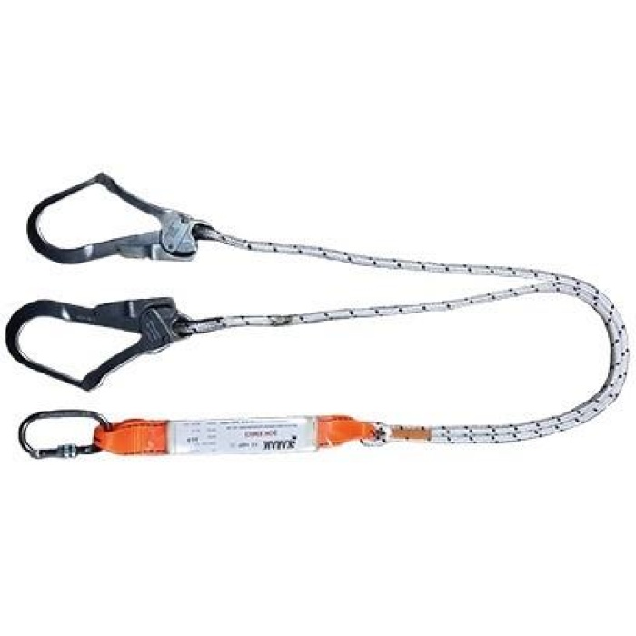 Karam KA341 Çift Kol Şok Emicili Lanyard Statik HalatlıKarabinalı Büyük Kancalı