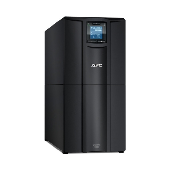 APC Smart-UPS C, Line Interactive, 3kVA, Tower, 230V, 8x IEC C13+1x IEC C19 outlets, USB and Serial communication, AVR, Graphic LCD