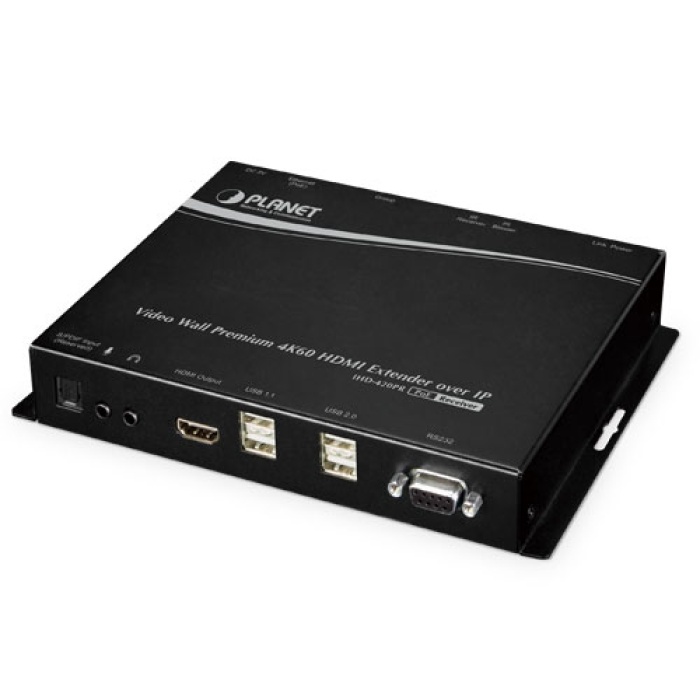 Video Wall 4K/60 HDMI &amp; USB over IP Receiver with PoE