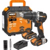 WORX WX102 20Volt/2.0Ah Li-ion Çift Akülü Kömürsüz Profesyonel Şarjlı Matkap, Siyah