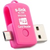 SL-U94 USB to  5 Pin + Kart Okuyucu OTG Çevirici, Pembe