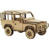 3D SERGİ 3d Ahşap Puzzle LR Defender Jeep Maketi 131 Parça, Açık Kahve