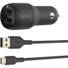 Çift USB Araç Şarj Cihazı 24 W USB-C Kablosu, Boost Charge Çift Bağlantı Noktalı Araç Şarjı, 2 Bağlantı Noktalı USB Araç Şarjı, CCE001bt1MBK