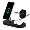 AirCharger Quattro M  Uyumlu +Watch+AirPods LED li Kablosuz Hızlı Şarj Standı Siyah