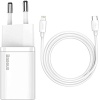 Super Si PD 20W USB-C & Lightning Kablo ve Hızlı Şarj Cihazı Seti, Beyaz