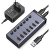 USB Hub 3.0 Şarj ve veri aktarımı için Bağımsız Anahtarlı 7 Bağlantı Noktası ve 24W güç Kaynağı (12V/2A)