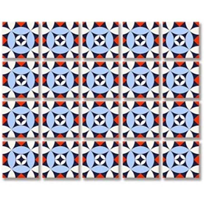 Mexican Tile Kırmızı 2 Metraj Desenli Pvc Karo 10 * 10 Cm 20li Paket