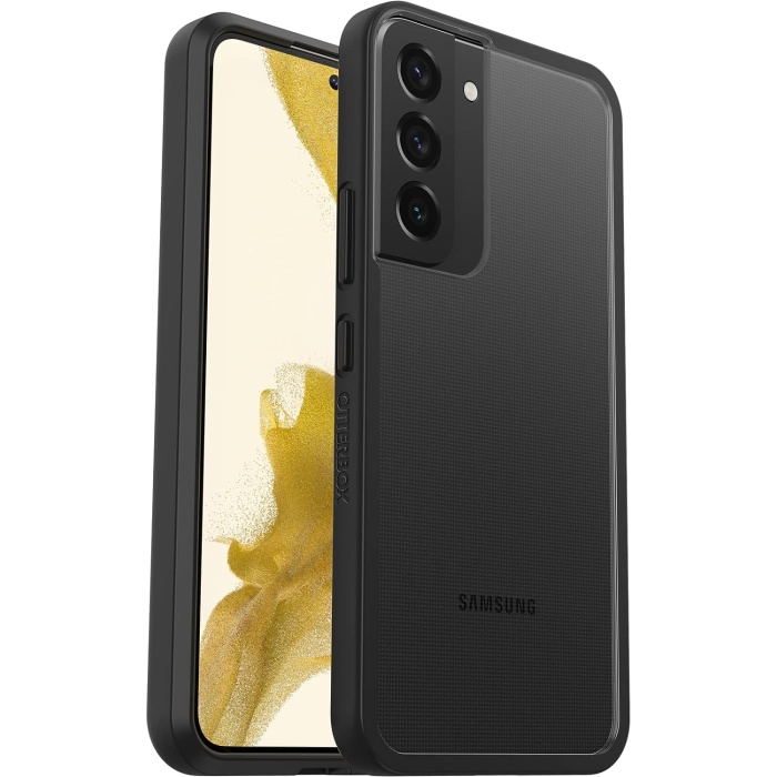 OtterBox Galaxy S22 Şık Kılıf, Darbeye Dayanıklı, Düşmeye Dayanıklı, Ultra İnce, Koruyucu Kılıf, Askeri Standartlara Göre Test Edilmiş, Şeffaf/Siyah, Perakende Paketi Yok