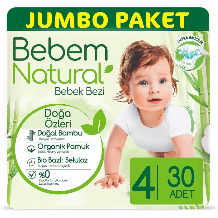 Bebem Natural 4 Beden Maxi Bebek Bezi (1 x 30 Adet)