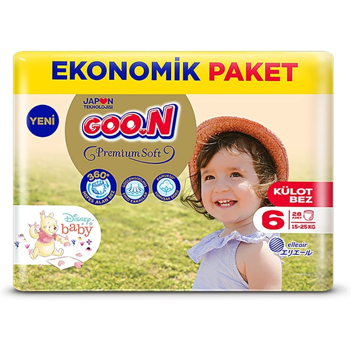 GOO.N Premium Soft 6 Beden 15-25 kg Ekonomik Paket Külot Bez (1 x 28 Adet)