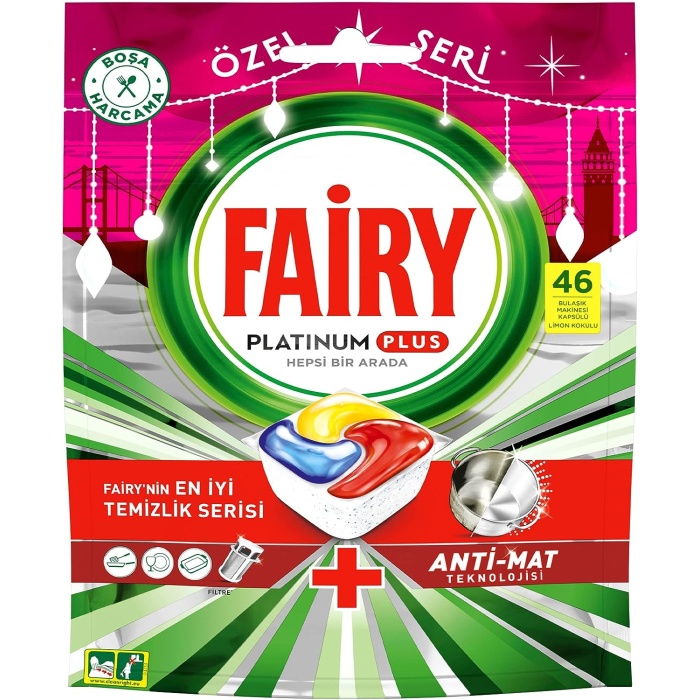 Fairy  Plus Hepsi Bir Arada Bulaşık Makinesi Tabletleri, Limon, 46 Tablet