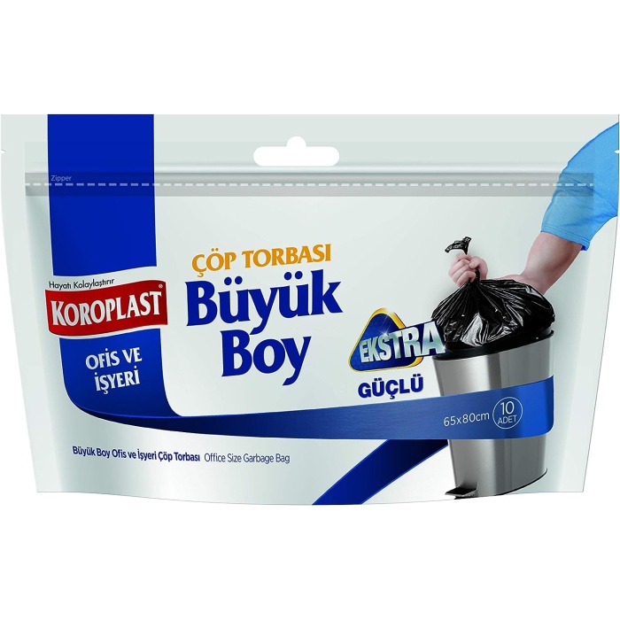 Ofis ve İşyeri için Büyük Boy Extra Güçlü Çöp Torbası 10 Adet