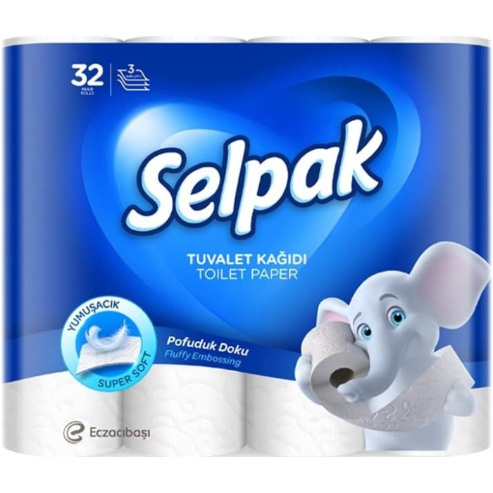 Selpak Tuvalet Kağıdı, 32li, 1 Paket (1 x 32 Adet), 2.83 kg