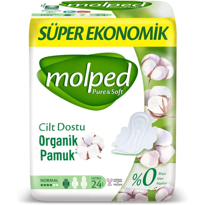 Molped Süper Ekonomik Pure & Soft Pamuklu Normal Günlük Ped (1 x 24 Adet)