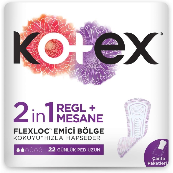 Kotex 2In1 Regl + Mesane Günlük Ped 22li 1 Paket