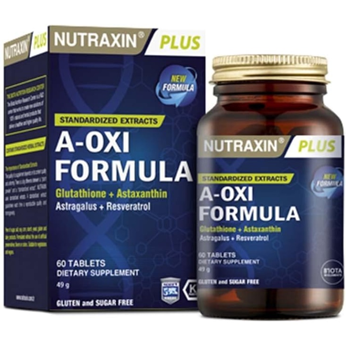 Nutraxin Plus A-Oxi Formula Glutathione + Astaxanthin 60 Tablet Takviye Edici Gıda