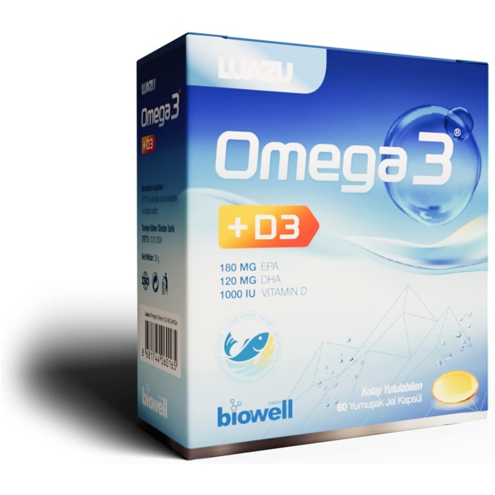 LUAZU Biowell Omega3+D3 1000Iu 60 Softgel Balıkyağı