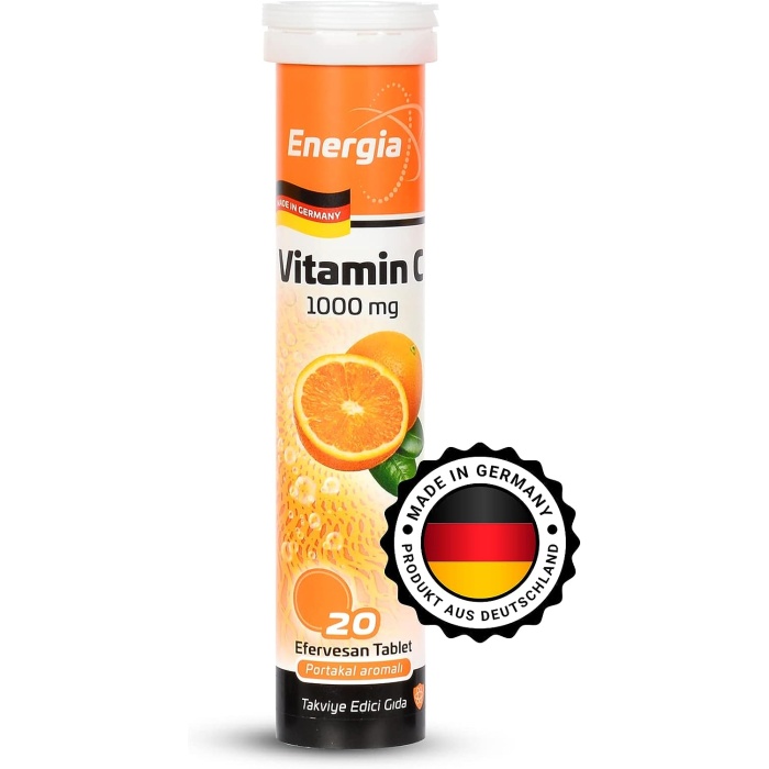 Energia Vitamin C 1000mg 20 Effervescent Tablet Ve Takviye Edici Gıda C Vitamini