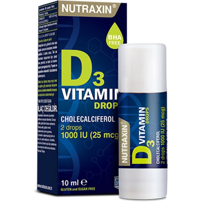 Nutraxin Vitamin D3 Drops 1000 IU 25 mcg 10 mL Damla