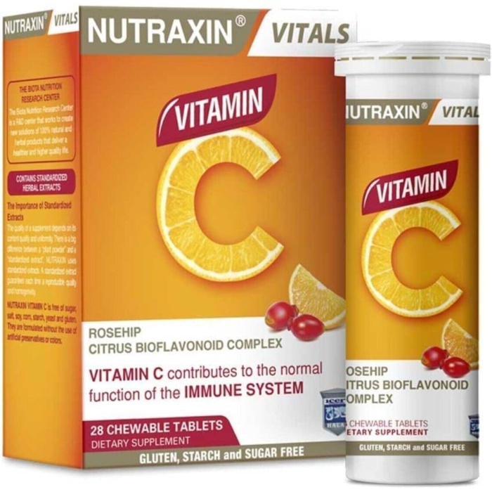 Nutraxin Vitals Vitamin C 28 Çiğnenebilir Tablet Takviye Edici Gıda