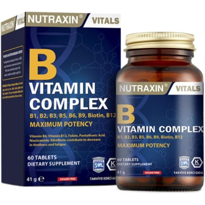 Nutraxin B Complex Vitamin 60 Kapsül Takviye Edici Gıda